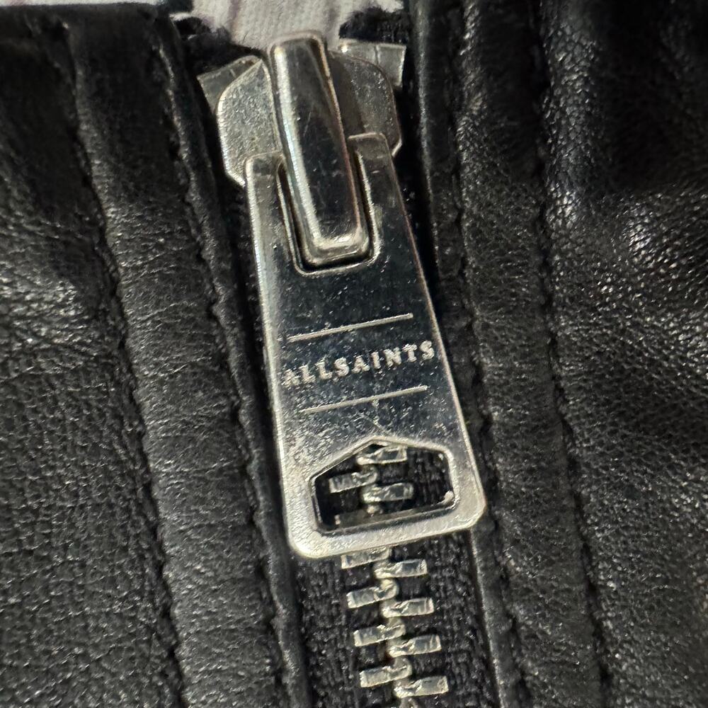 AllSaints Vela Biker Jacket Black Lamb Leather Women's 6 - Picture 6 of 11